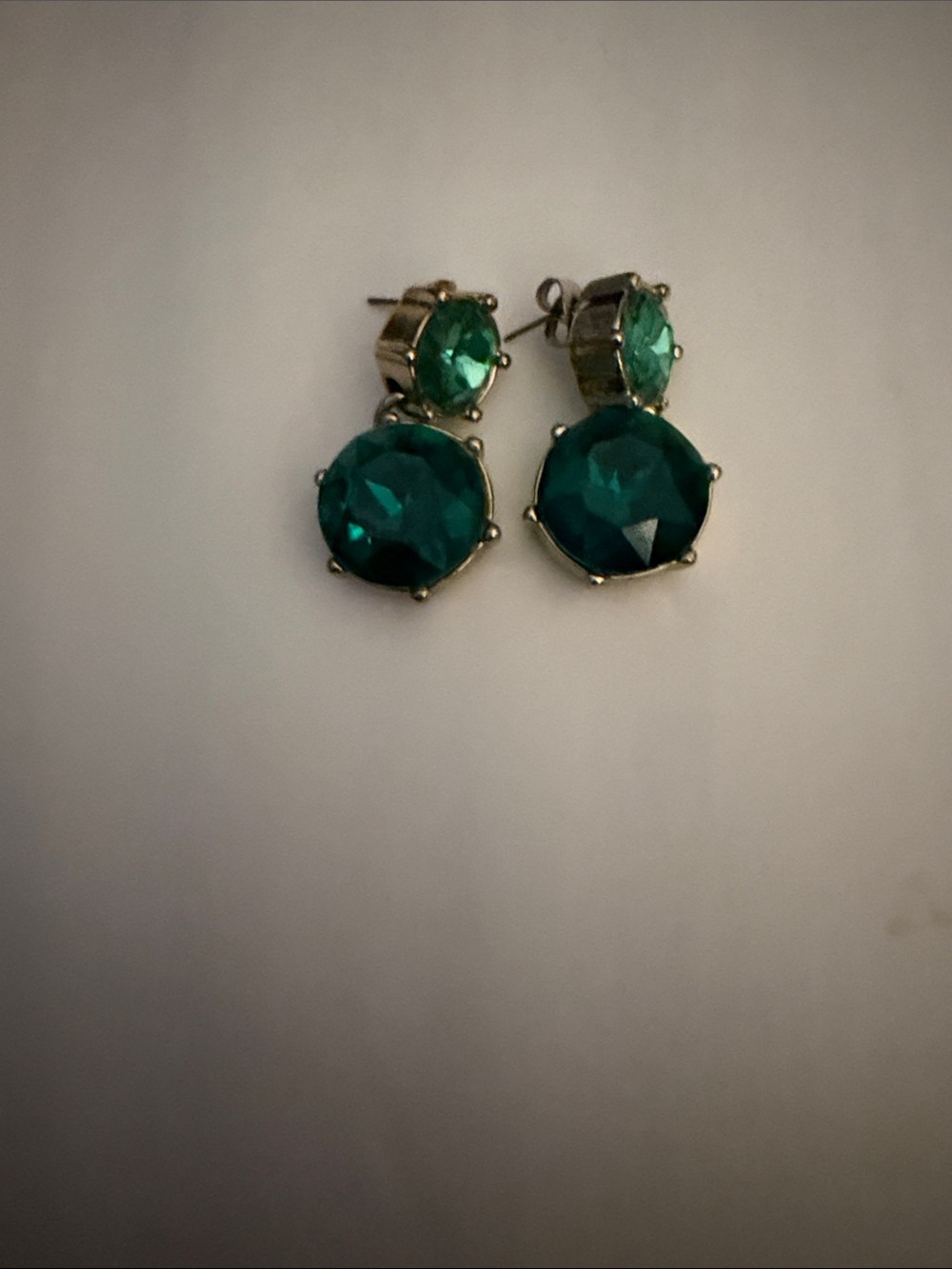 J. Crew Emerald Green Faceted Double Drop Stud Earrings